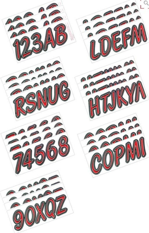 Hardline Boat Lettering Registration Kit 3 in. - 400 Dark Red/Black Stickers/Decals/Banners Hardline