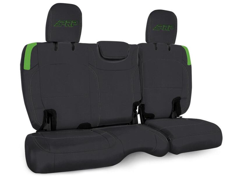 PRP Jeep Wrangler JL Rear Bench Covers - 2 door - Black/Green Seat Covers PRP Seats
