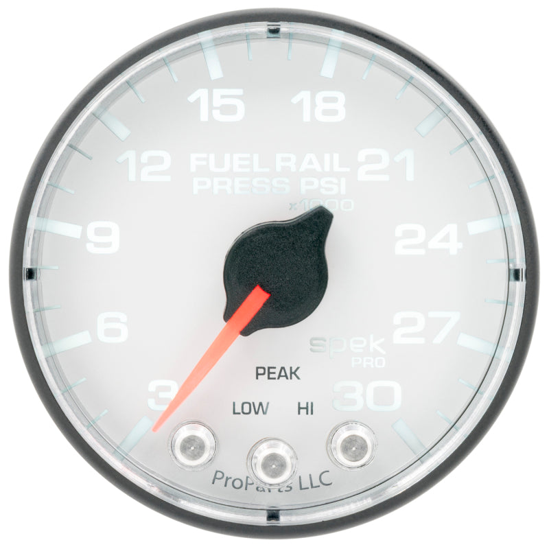 Autometer Spek-Pro 2 1/16in 30KPSI Stepper Motor W/Peak & Warn White/Black Rail Pressure Gauge Gauges AutoMeter