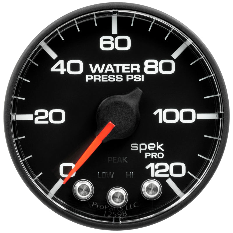 Autometer Spek-Pro Gauge Water Press 2 1/16in 120psi Stepper Motor W/ Peak & Warn Gauges AutoMeter