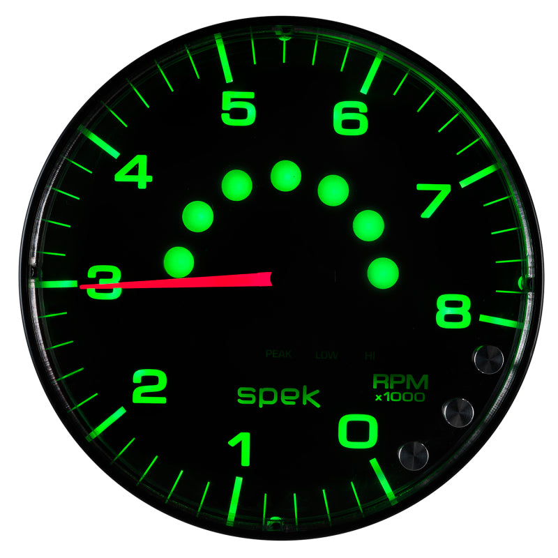 Autometer Spek-Pro Gauge Tachometer 5in 8K Rpm W/Shift Light & Peak Mem Black/Black Gauges AutoMeter