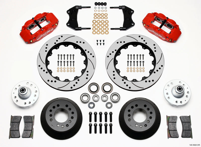 Wilwood Narrow Superlite 6R Front Hub Kit 14.00in Drill Red WWE ProSpindle Big Brake Kits Wilwood