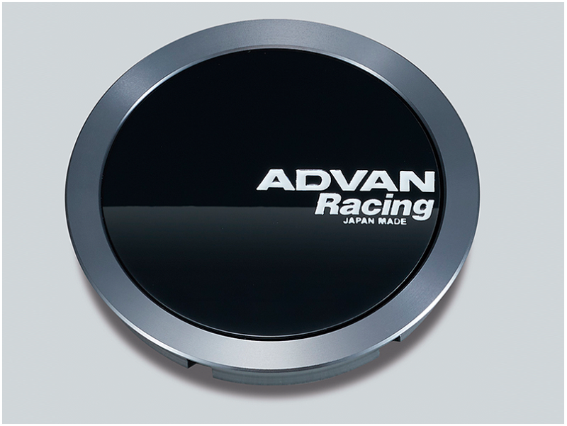 Advan 73mm Flat Centercap - Gloss Black/Hyper Ring+White Letters Wheel Center Caps Advan