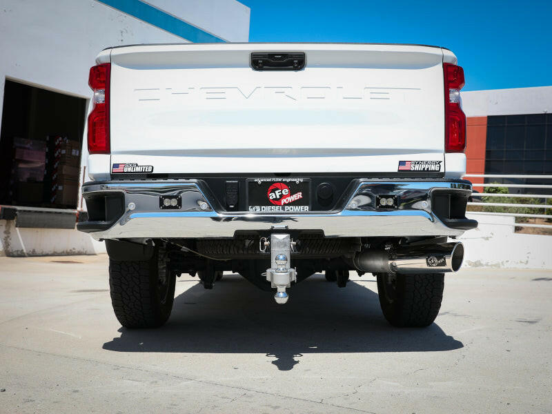aFe Large Bore-HD 5 IN 409 SS DPF-Back Exhaust System w/Polished Tip 20-23 GM Truck V8-6.6L Catback aFe