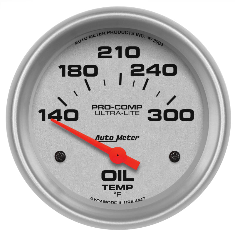 Autometer Ultra-Lite 66.7mm Short Sweep Electronic 140-300 Degree Oil Temperature Gauge Gauges AutoMeter