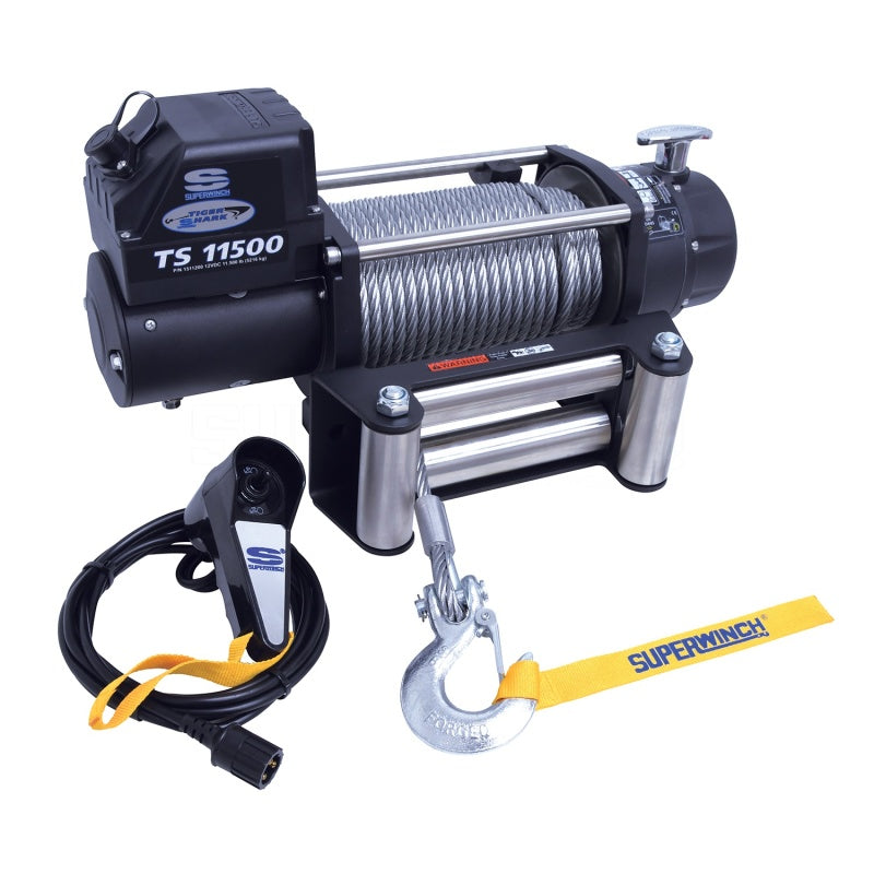 Superwinch 11500 LBS 12V DC 3/8in x 84ft Steel Rope Tiger Shark 11500 Winch Winches Superwinch