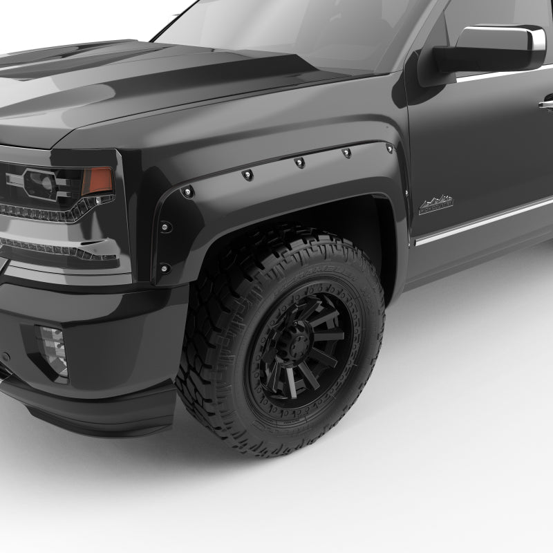 EGR 14+ Chev Silverado 6-8ft Bed Bolt-On Look Color Match Fender Flares - Set - Black Fender Flares EGR