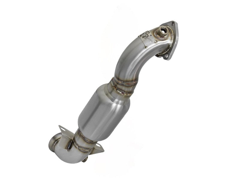 aFe 09-13 MINI Cooper S (R56) L4 1.6L (t) Twisted Steel Down Pipe 2-1/2in 304 Stainless Steel w/ Cat Downpipes aFe