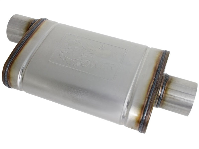 aFe MACHForce XP SS Muffler 3in Center Inlet / 3in Outlet 9in L x 4in W x 14in Body Muffler aFe