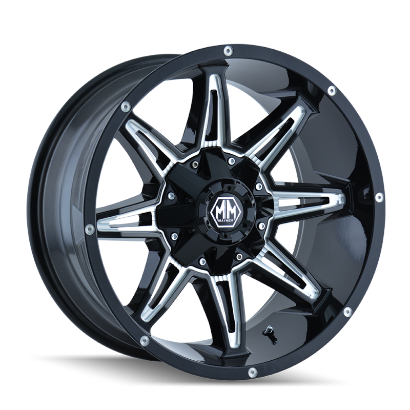 Mayhem 8090 Rampage 20x9 / 8x170 BP / 18mm Offset / 130.8mm Hub Gloss Black Milled Wheel Wheels - Cast Mayhem