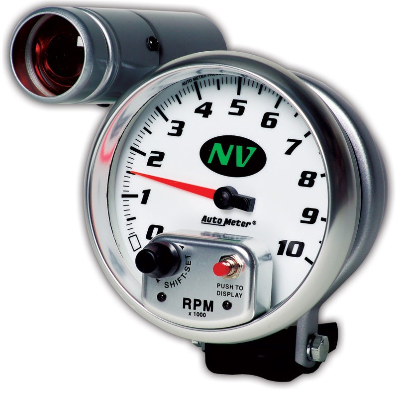 AutoMeter Gauge Tachometer 5in. 10K RPM Pedestal W/ Ext. Shift-Lite NV Gauges AutoMeter