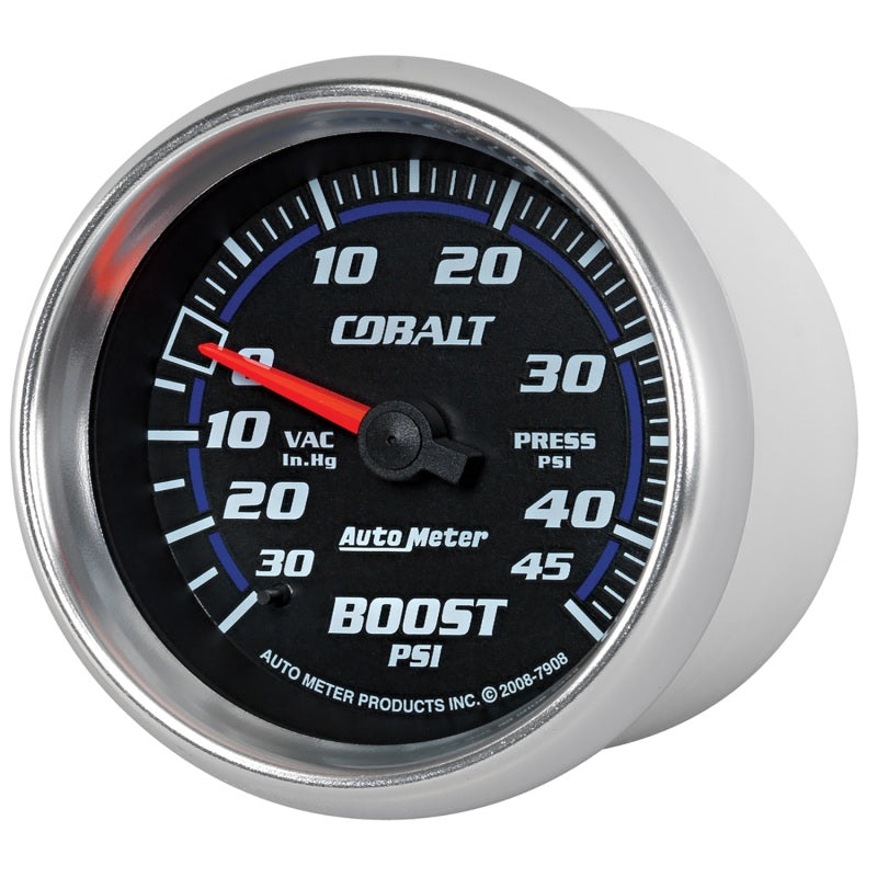 AutoMeter Gauge Vac/Boost 2-5/8in. 30Inhg-45PSI Mechanical Cobalt Gauges AutoMeter