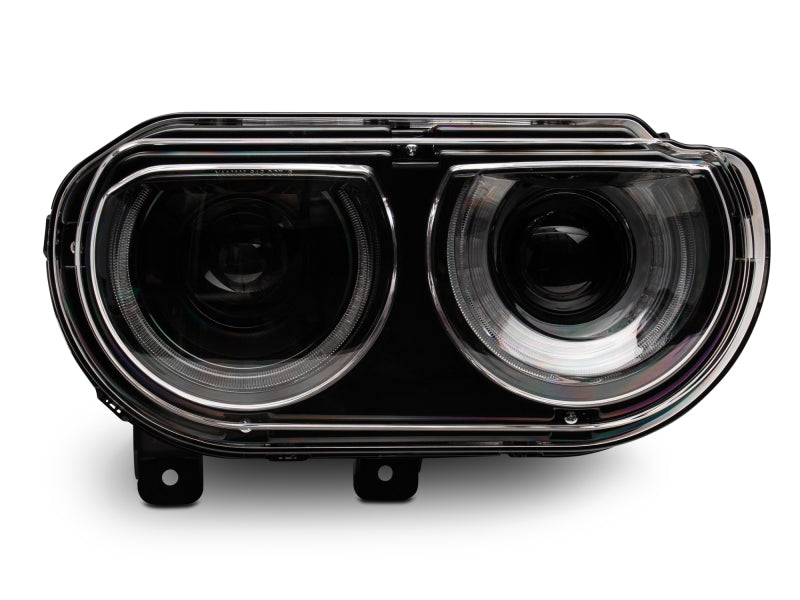 Raxiom 08-14 Dodge Challenger Halo Projctr Headlights w/Sequential Turn Signals-Blk Hsng(Clear Lens) Headlights Raxiom
