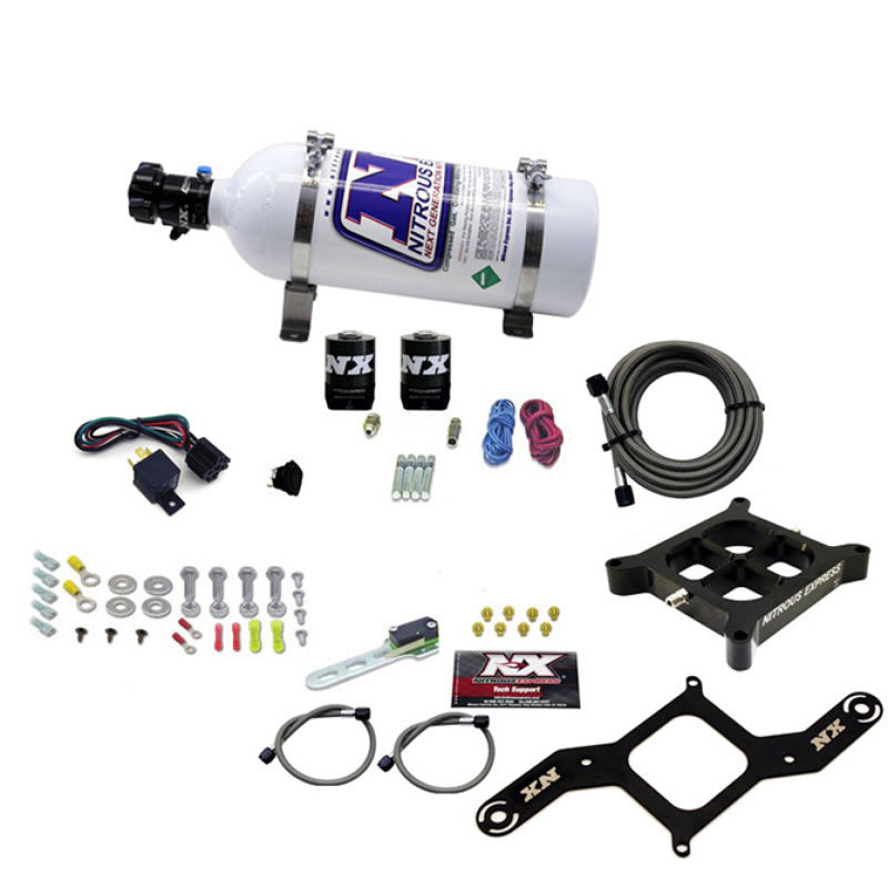 Nitrous Express 4150 Single Entry Billet Crossbar Nitrous Plate Kit (50-300HP) w/5lb Bottle Nitrous Systems Nitrous Express
