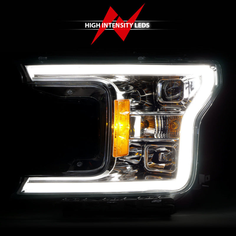 ANZO 18-19 Ford F-150 Projector Headlights w/Plank Style Switchback Chrome w/Amber Headlights ANZO
