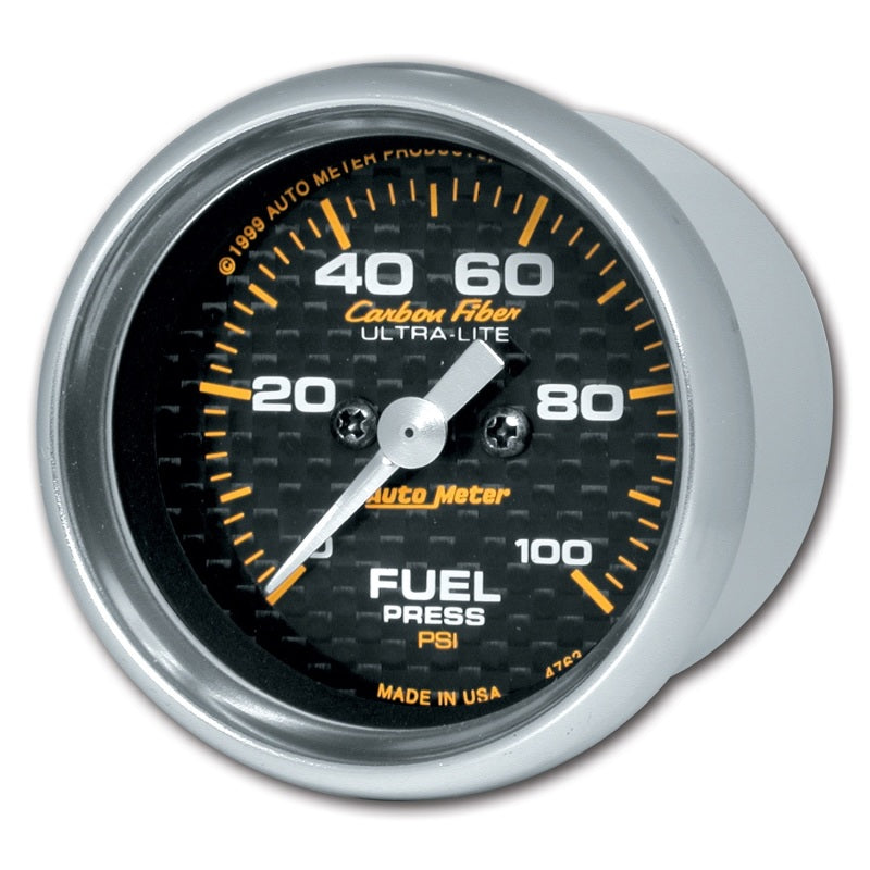 Autometer Carbon Fiber 52mm 100 PSI Electronic Fuel Pressure Gauge Gauges AutoMeter