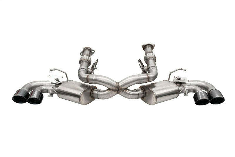 Corsa 20-25 Corvette C8 3in Valved Cat-Back 4.5in Blk Quad Tips Fits Factory Perf Exhaust DeletesAFM Catback CORSA Performance