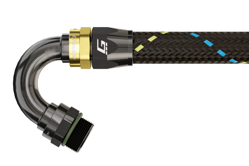 GReddy AN08 150 DEGREE ORB MALE BLACK/GOLD ANODIZED Oil Line Kits GReddy
