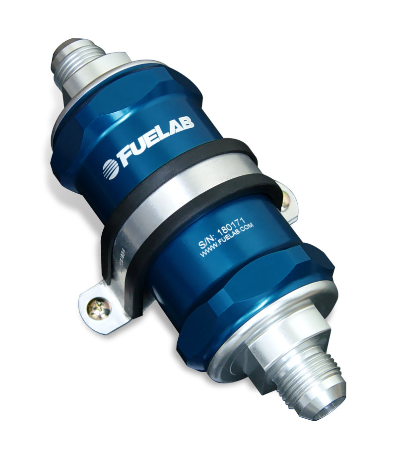 Fuelab 818 In-Line Fuel Filter Standard -12AN In/Out 100 Micron Stainless - Blue Fuel Filters Fuelab