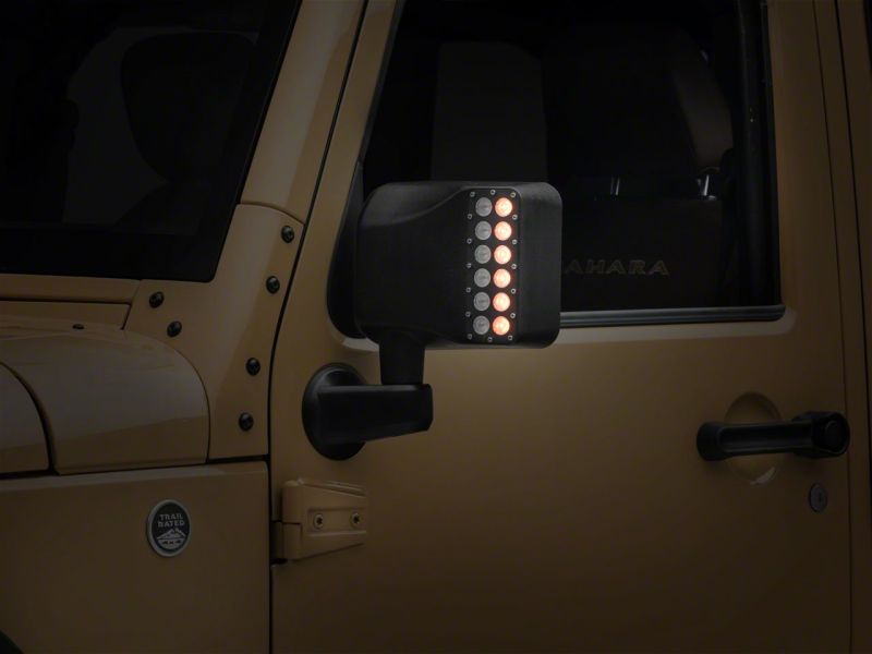 Raxiom 07-18 Jeep Wrangler JK Off-Road LED Manual Mirrors w/ Turn Signals Side Mirrors Raxiom