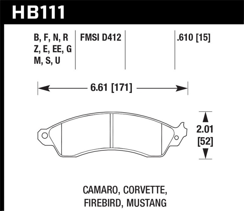 Hawk 94-04 Mustang Cobra / 88-95 Corvette 5.7L / 88-92 Camaro w/ HD Brakes Front Performance Ceramic Brake Pads - Performance Hawk Performance