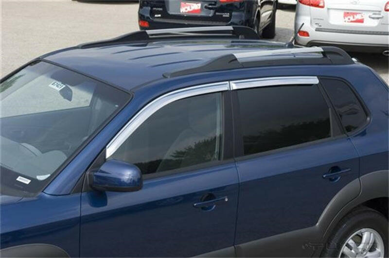 Putco 05-08 Hyundai Tucson (Set of 4) - Tape On Install Element Chrome Window Visors Wind Deflectors Putco