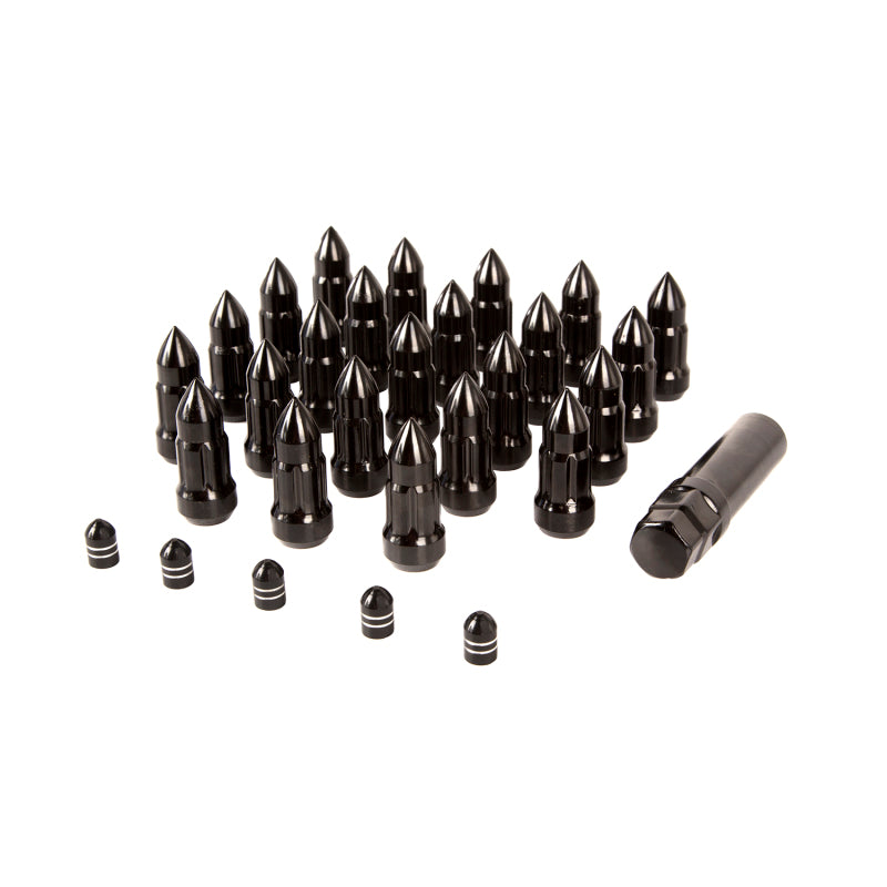 Rugged Ridge Bullet Lug Nut and Valve Stem Cap Kit Black 1/2-20 Lug Nuts Rugged Ridge
