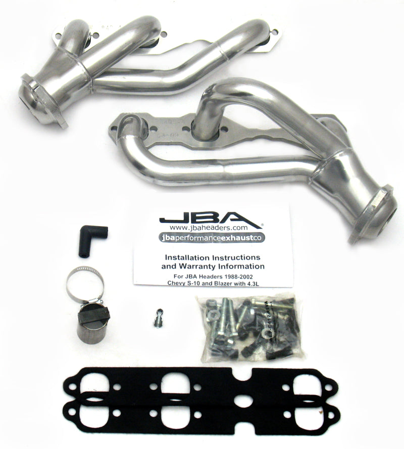 JBA GM S-Truck 4.3L V6 2WD 1-1/2in Primary Silver Ctd Cat4Ward Header Headers & Manifolds JBA