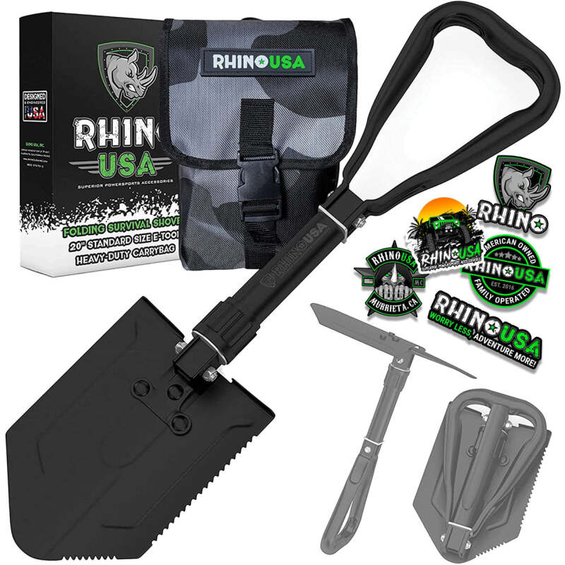 Rhino USA Folding Recovery Shovel W/Pick Camping Equipment Rhino USA