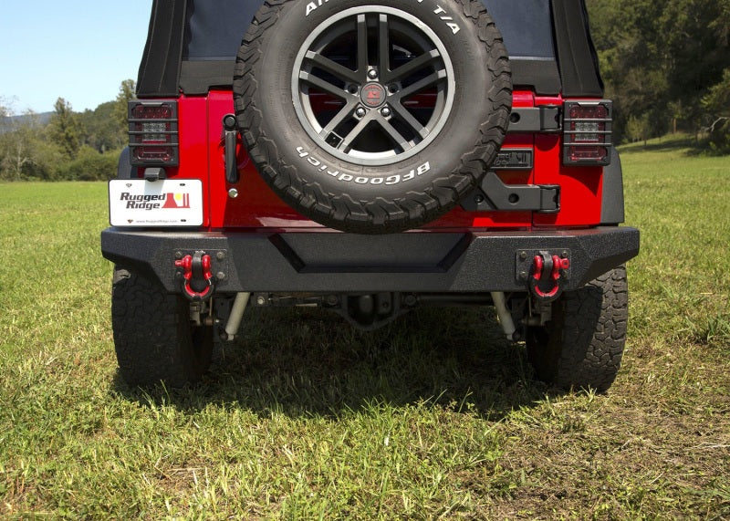 Rugged Ridge Spartan Rear Bumper Full Width 07-18 Jeep Wrangler JK Bumpers - Steel Rugged Ridge