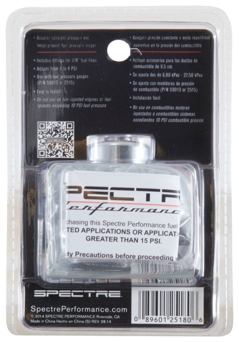Spectre Fuel Pressure Regulator 1-4psi Fuel Pressure Regulators Spectre