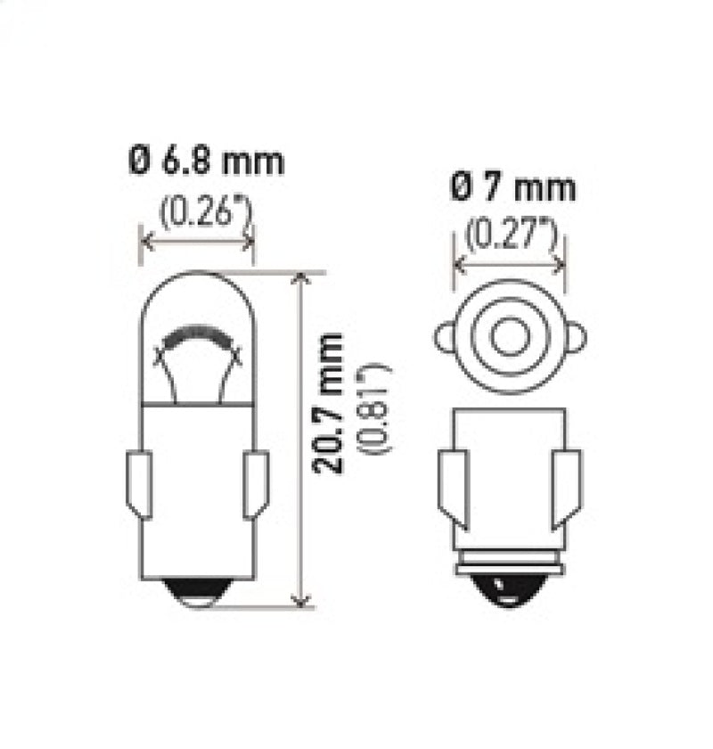 Hella 3898 12V 2W BA7s T2 Halogen Bulb (Min Order Qty 10) Bulbs Hella