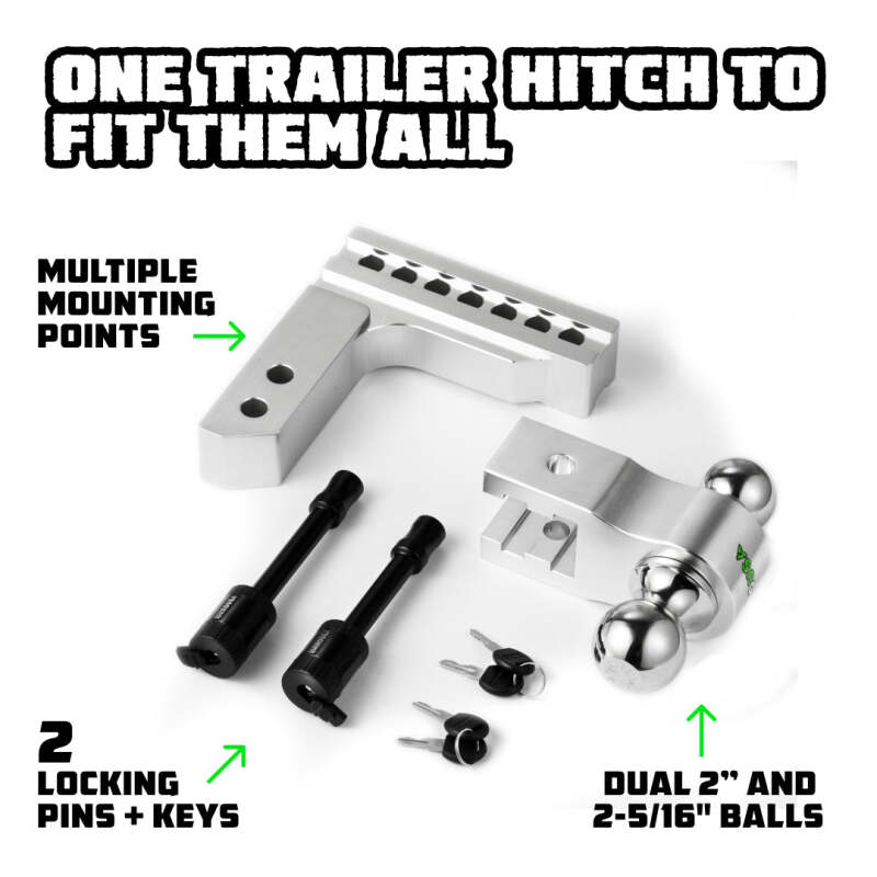 Rhino USA 6In Heavy Duty Drop Hitch - 2In (Silver) Hitch Accessories Rhino USA