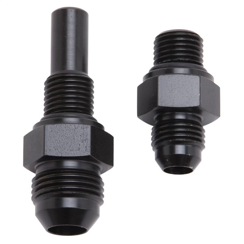 Russell Performance -8 AN to 4L80 Transmission Ports Adapter Fittings (Qty 2) - Black Zinc Fittings Russell