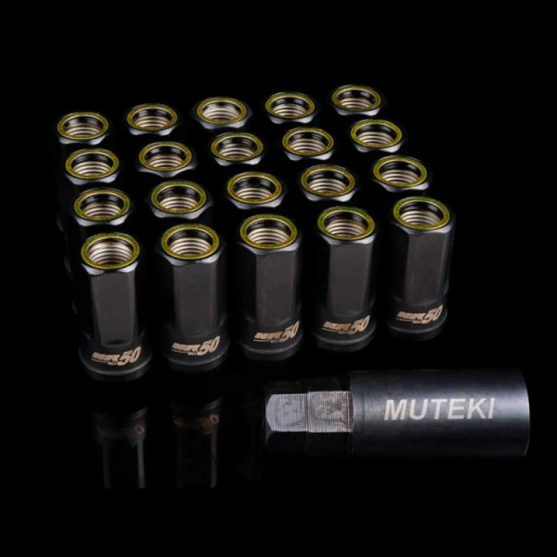 Wheel Mate Muteki HR50 Open End Lug Nuts - Black w/ Yellow Ring 14x1.50 Lug Nuts Wheel Mate