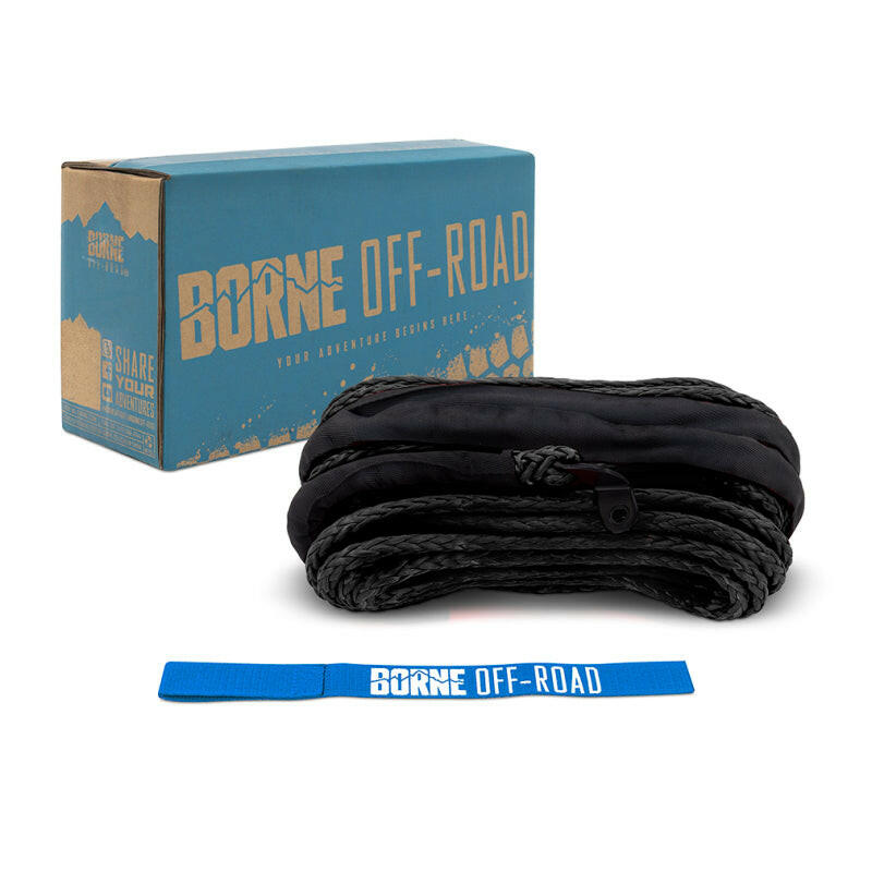 Borne Off-Road Synthetic Rope - 3/8in x 85ft - Black Winch Accessories Borne Off-Road