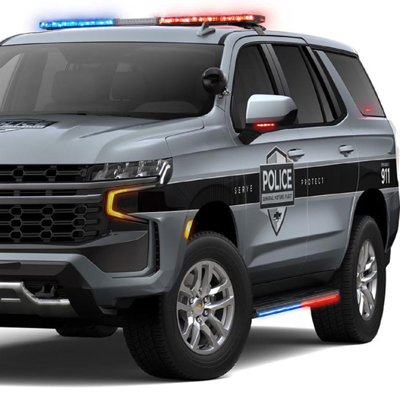 Putco 15-23 Chevrolet Tahoe Blade Rocker Kits Sideliners - Blue & White w/ White Override Light Mounts Putco