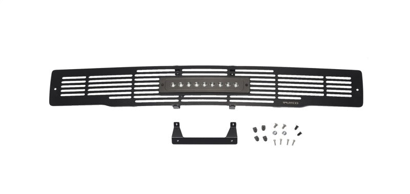 Putco 15-17 Ford F-150 - SS Black Bar Design w/10in Luminix Light Bar Bumper Grille Inserts Grilles Putco