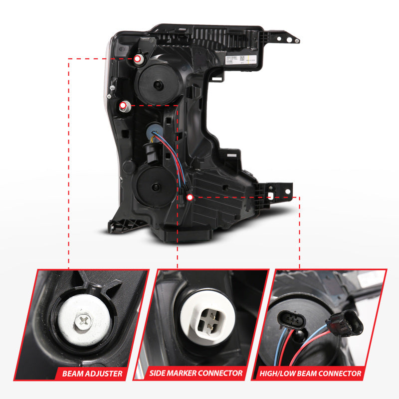 ANZO 20-22 Ford Super Duty (Halogen) Z-Series Full LED Proj Headlights SeqSig - Pass. Side ONLY Headlights ANZO