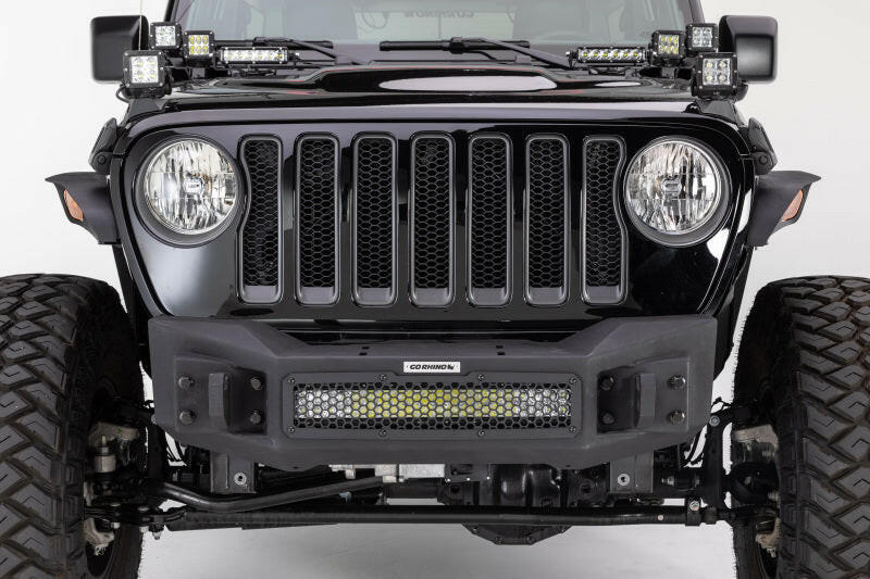 Go Rhino 07-20 Jeep Wrangler JL/JLU/JK/JKU/Gladiator JT Rockline Front Stubby Bumper Bumpers - Steel Go Rhino