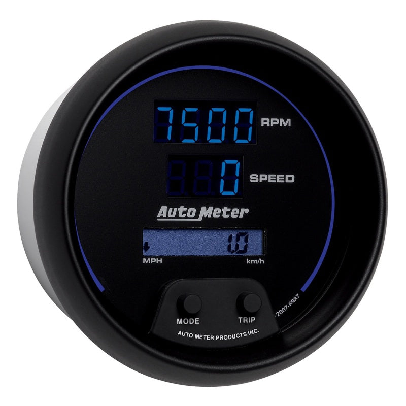 Autometer 85.7mm Black Digital 8000rpm/160mph or 260kmph Electric Tachometer/Speedometer Combo Gauges AutoMeter