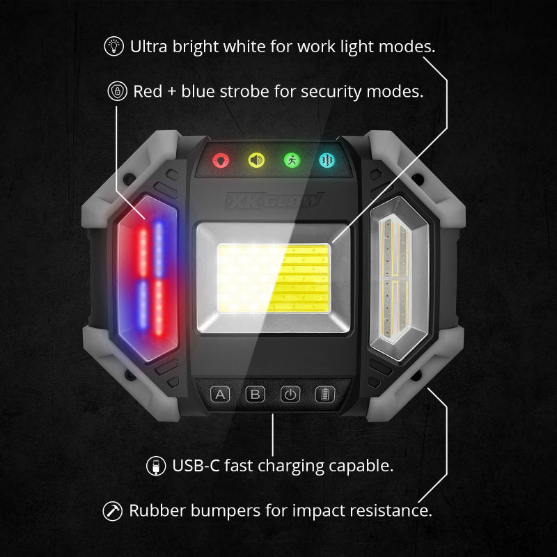 XK Glow Xdefender 7 Mode LED Work Security Light w/ Remote Light Accessories and Wiring XKGLOW