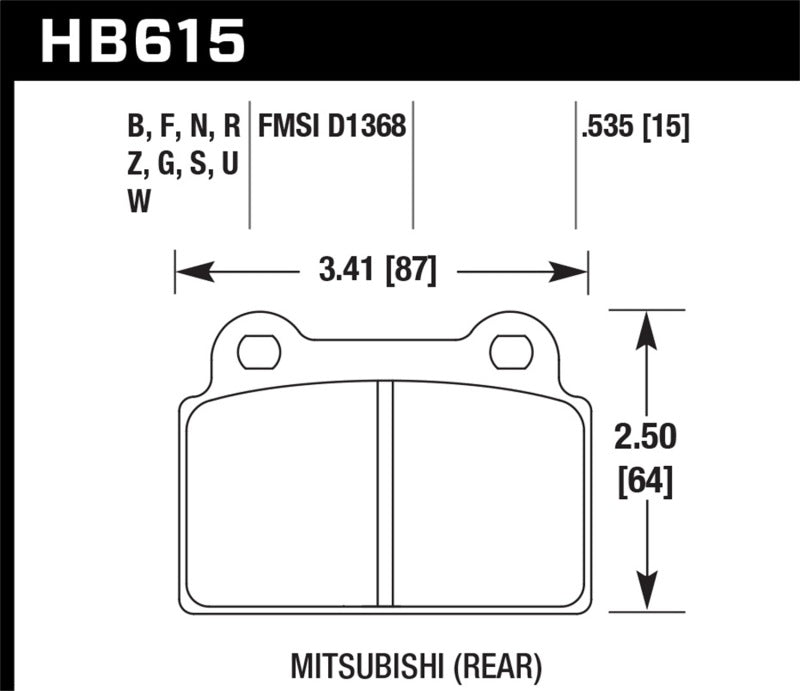 Hawk EVO X DTC-60 Race Rear Brake Pads Brake Pads - Racing Hawk Performance