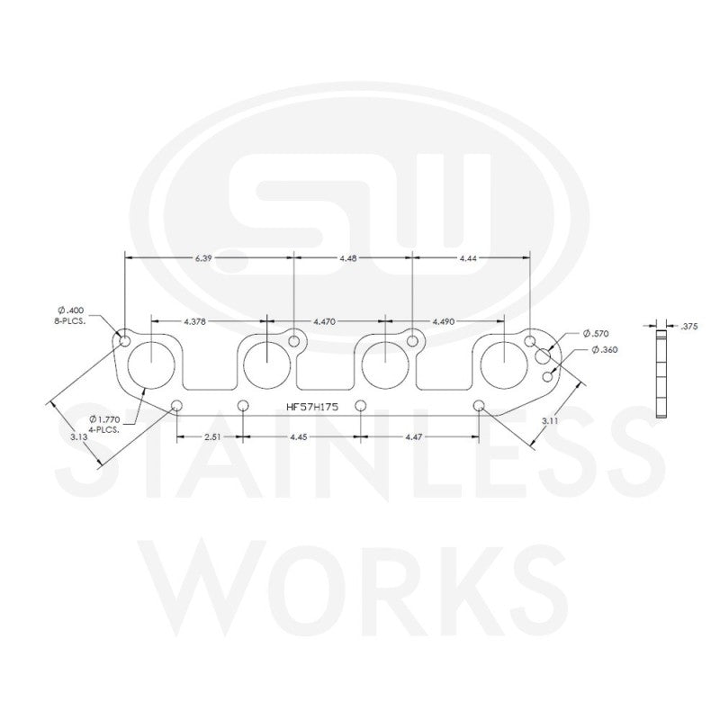 Stainless Works Hemi 5.7L Round Port Header 304SS Exhaust Flanges 1-3/4in Primaries Flanges Stainless Works