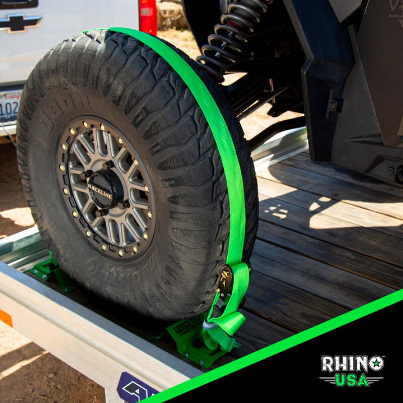 Rhino USA Utv Wheel Chock Tie-Down Kit (2-Wheel Kit) (Green) Cargo Tie-Downs Rhino USA