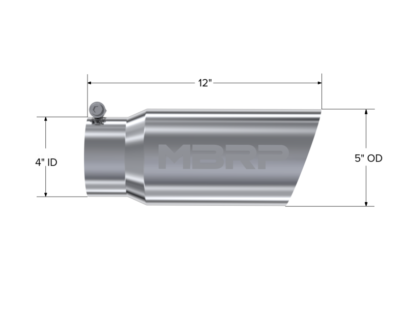 MBRP Universal Tip 5 O.D. Angled Single Walled 4 inlet 12 length Steel Tubing MBRP