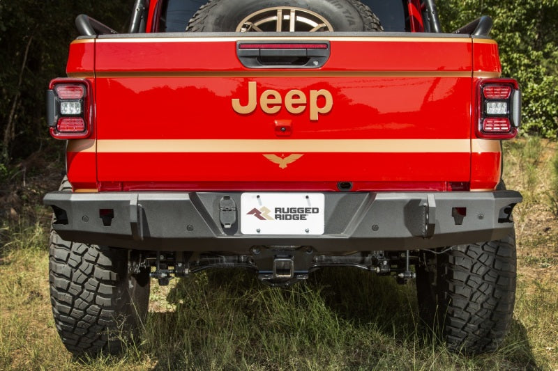 Rugged Ridge HD Bumper Rear 20-21 Jeep Gladiator JT Bumpers - Steel Rugged Ridge