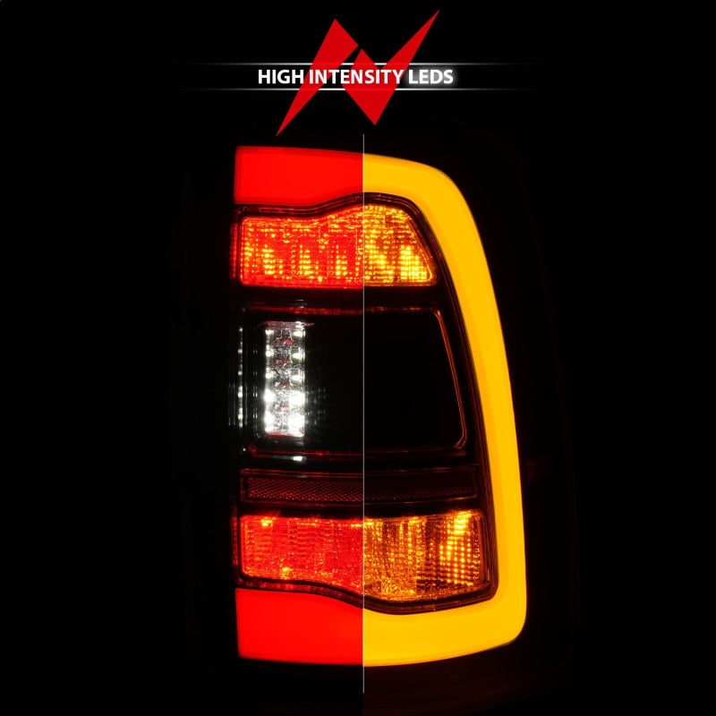 ANZO 09-18 Dodge Ram 1500 Sequential LED Taillights Black w/Switchback Amber Signal Tail Lights ANZO