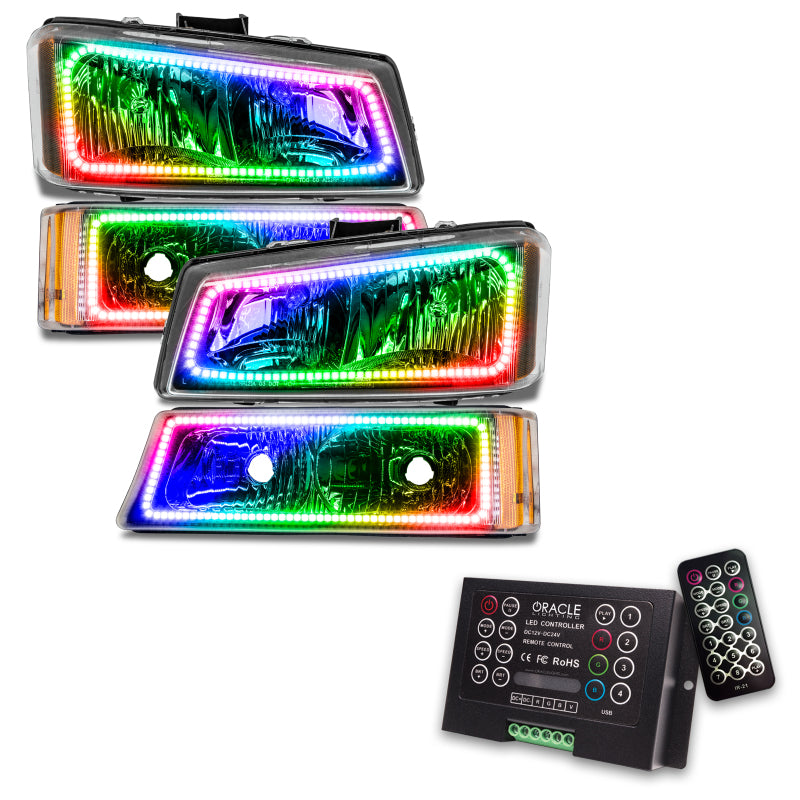 Oracle Chevrolet Silverado 03-06 Square Halo Kit - ColorSHIFT w/ 2.0 Controller Headlights ORACLE Lighting