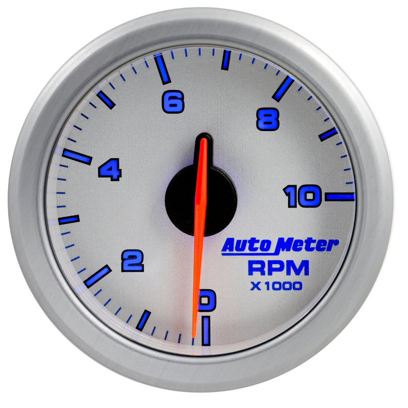 Autometer Airdrive 2-1/6in Tachometer Gauge 0-10K RMP - Silver Gauges AutoMeter